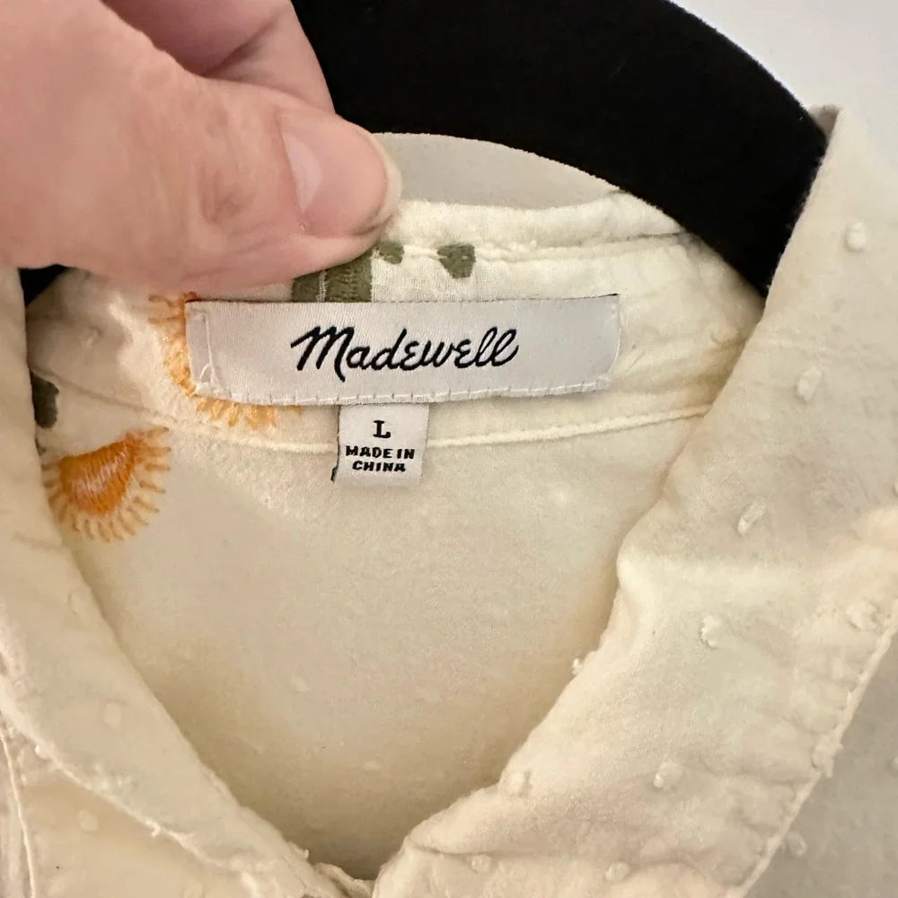 MADEWELL 100% Cotton Cactus Hilltop embroidered short sleeve lightweight blouse - Picture 7 of 12